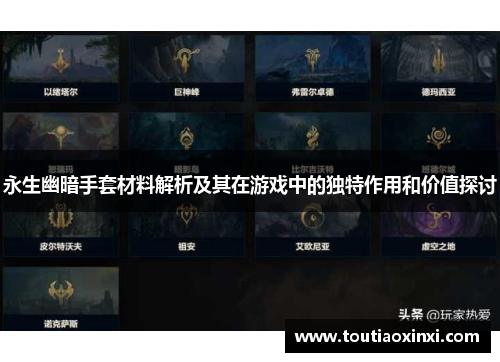 永生幽暗手套材料解析及其在游戏中的独特作用和价值探讨